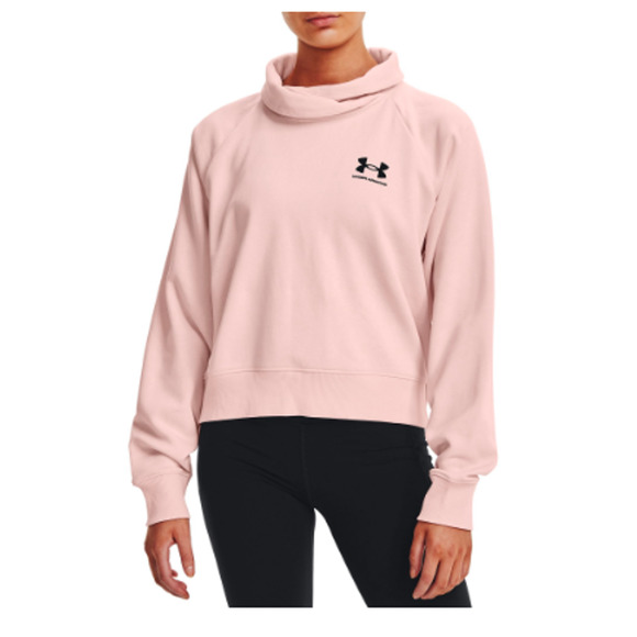 Under Armour Rival Fleece Wrap Neck Pullover S micro pink - Picture 1 of 7